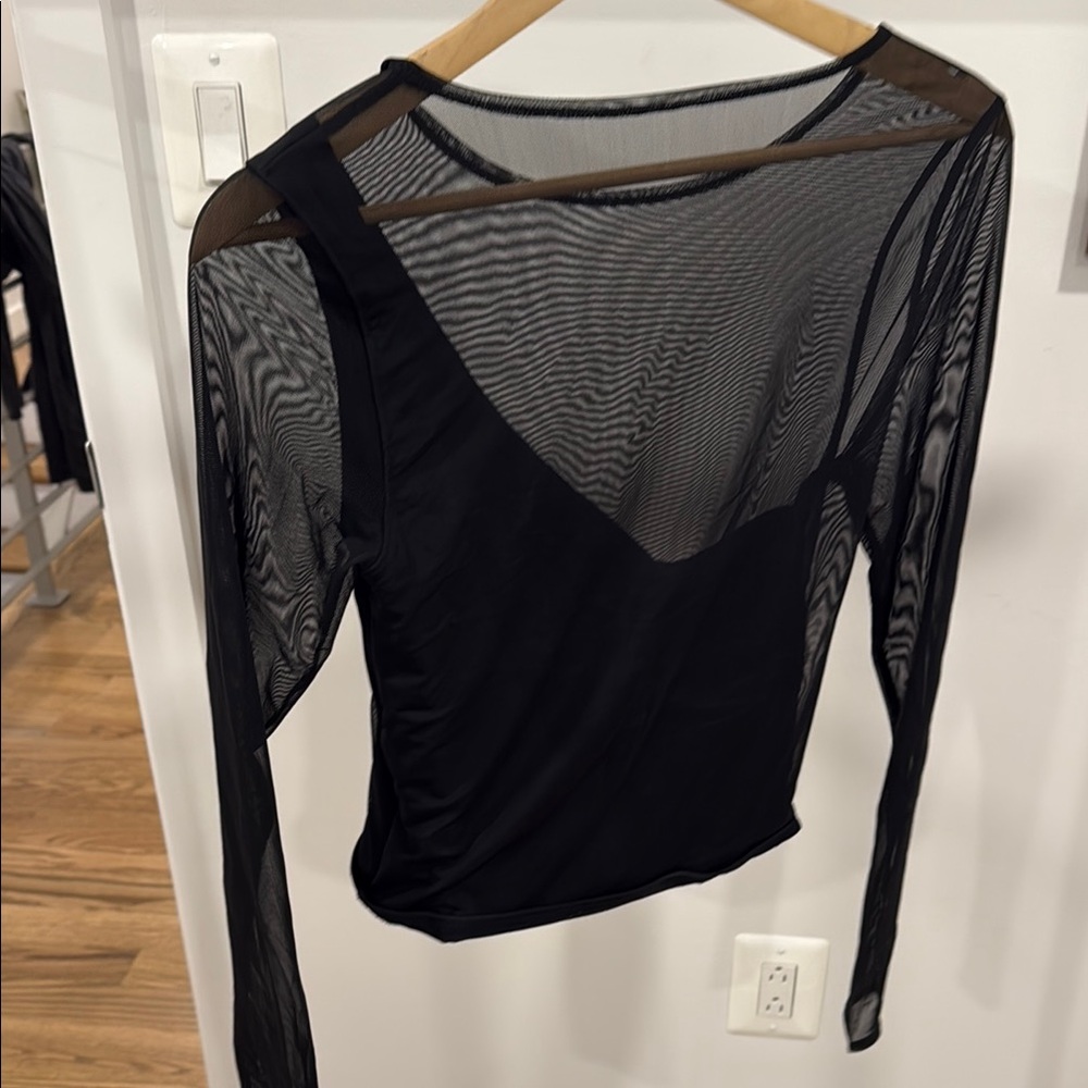 Abercrombie & Fitch Black Asymmetrical Cut Out Blouse